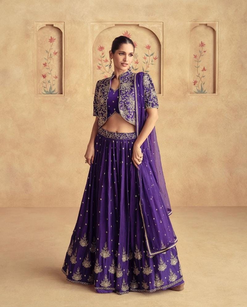 Dark lavender lehenga