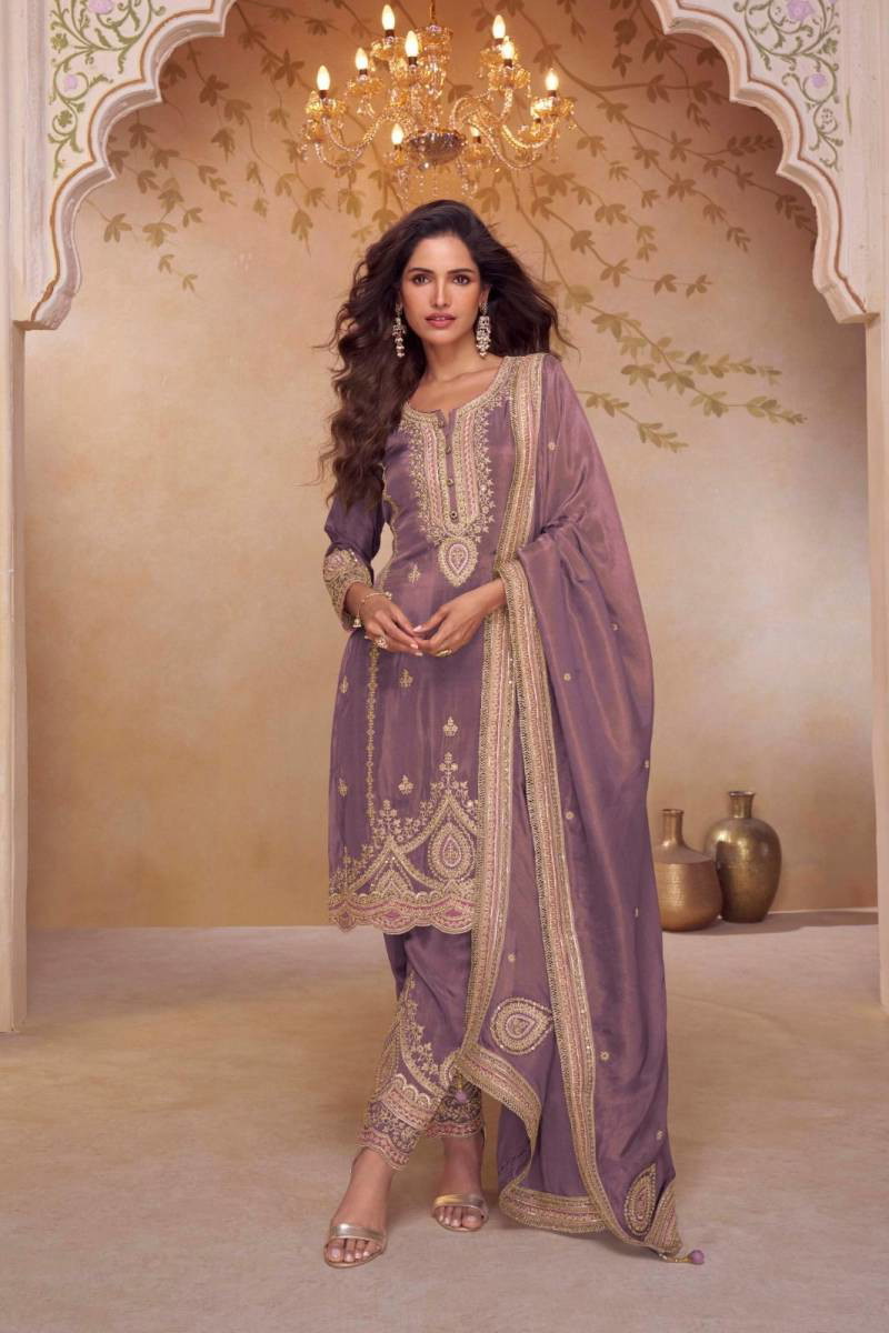 SILK DESIGNER SUIT - Mauve