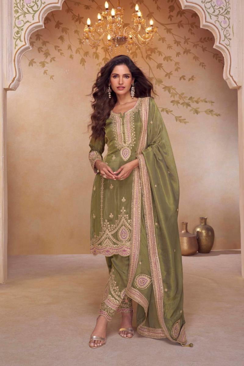 SILK DESIGNER SUIT - Sage